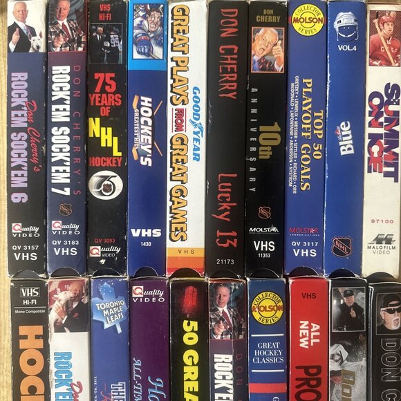Hockey 20 VHS LOT! Don Cherry Rock’Em Sock’em Great Goals Plays Games NHL 20VHS - Picture 2 of 3